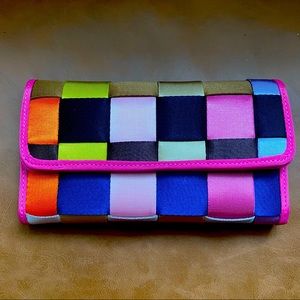Multicolored Seatbelt Wallet With Snap Closure
